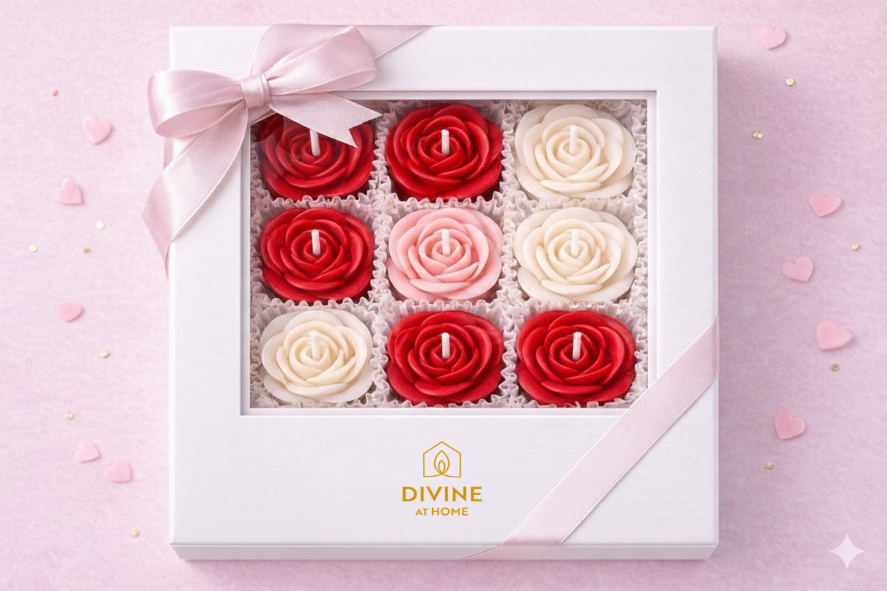 Valentine's Rose Scented Candles - PACK OF 9