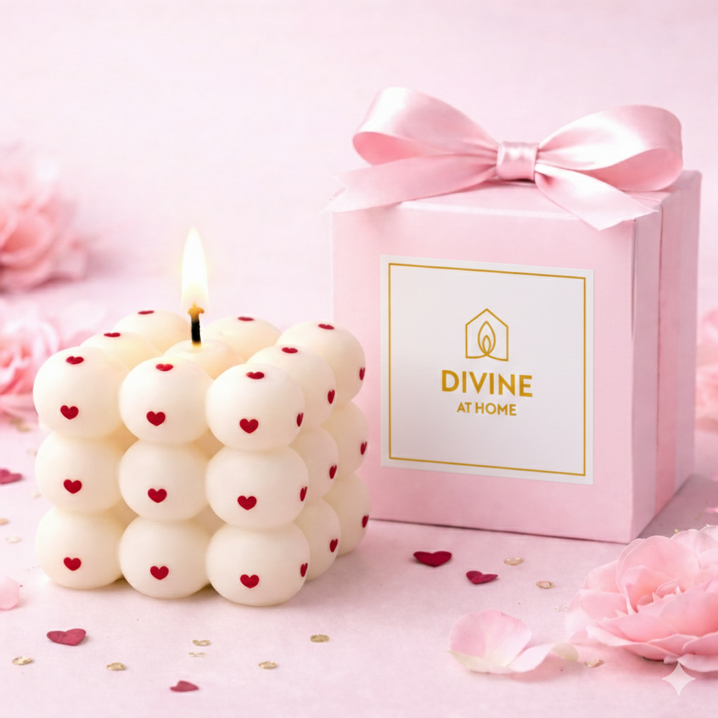 Valentine's Heart Printed Scented Bubble Candle