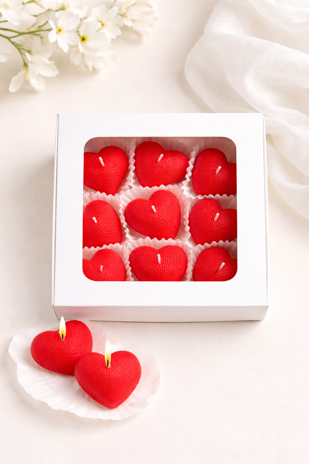 Valentine's Heart Scented Candles  - PACK OF 9