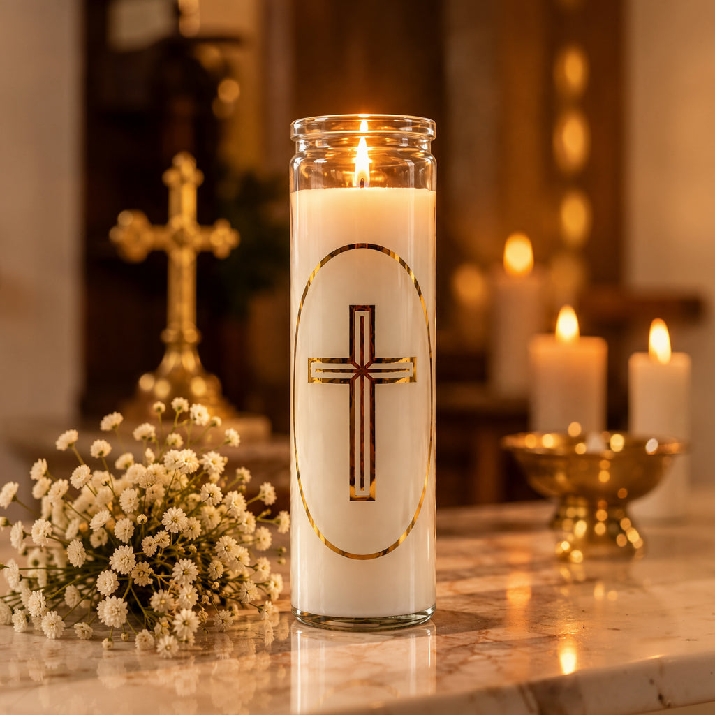 Unscented Glass Church Pillar Candle –300g