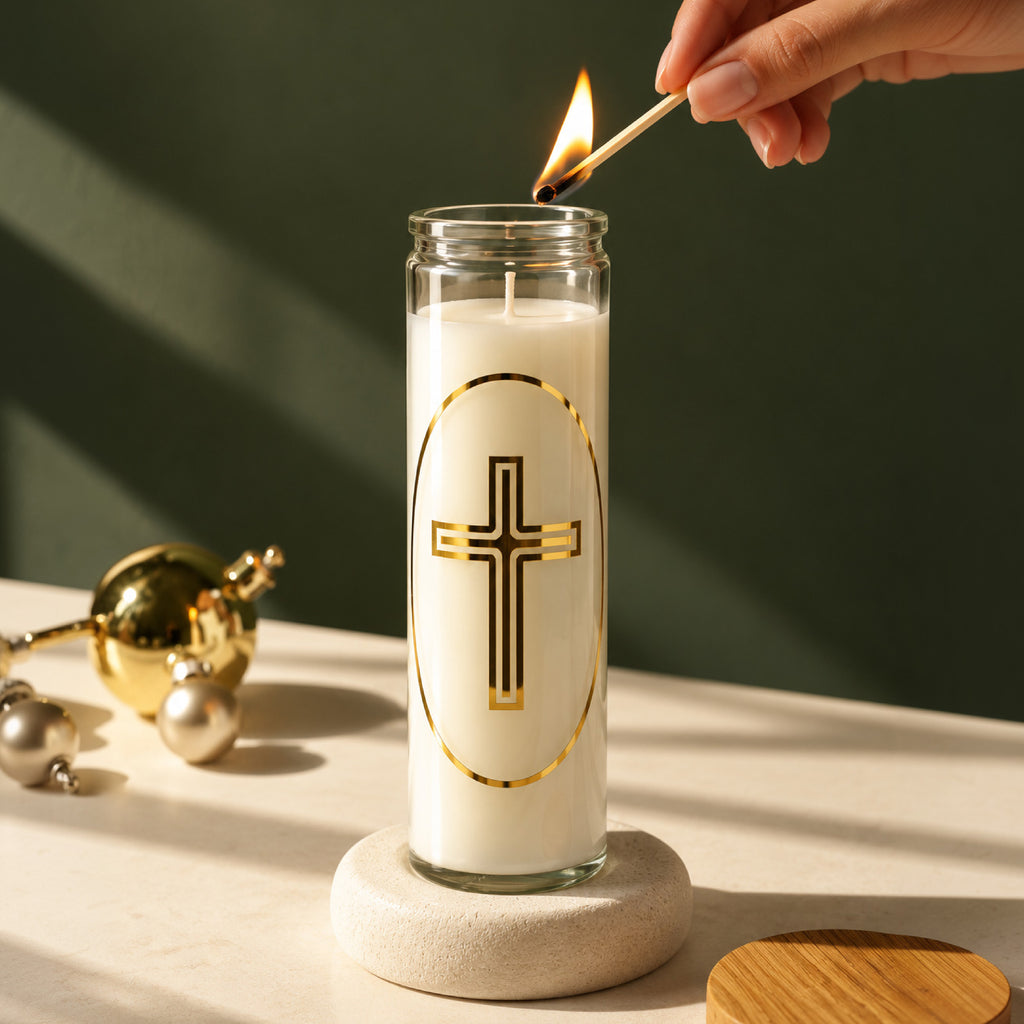 Unscented Glass Church Pillar Candle –300g