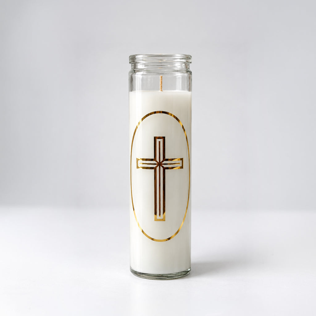 Unscented Glass Church Pillar Candle –300g