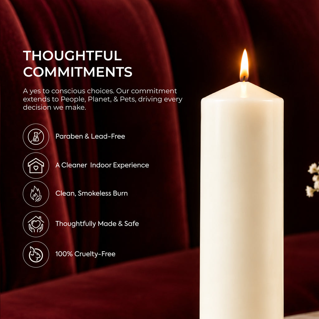 Unscented Church Pillar Candle – 8 × 25 cm | 10 to 150 Hours Burn | Smokeless & Drip-Free