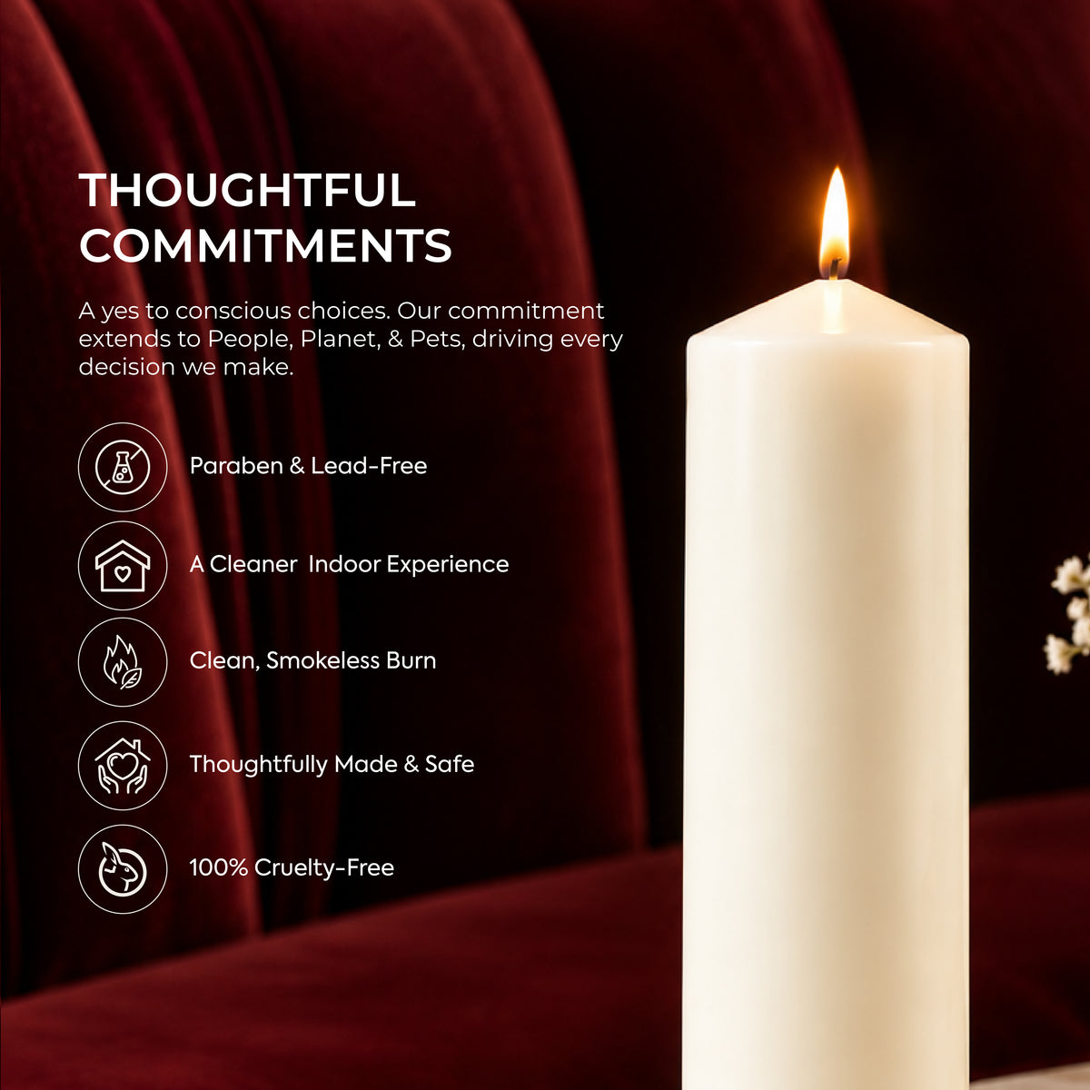 Unscented Church Pillar Candle – 8 × 25 cm | 10 to 150 Hours Burn | Smokeless & Drip-Free