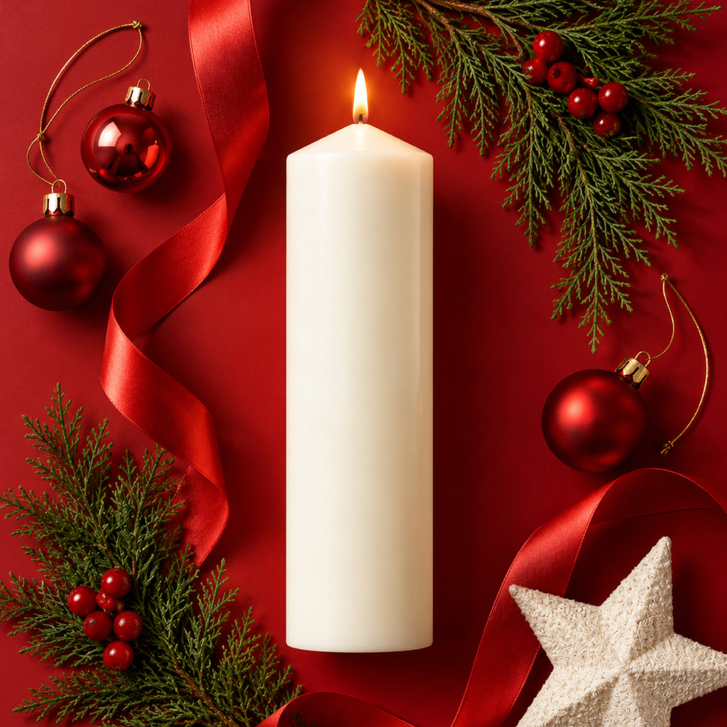 Unscented Church Pillar Candle – 8 × 25 cm | 10 to 150 Hours Burn | Smokeless & Drip-Free