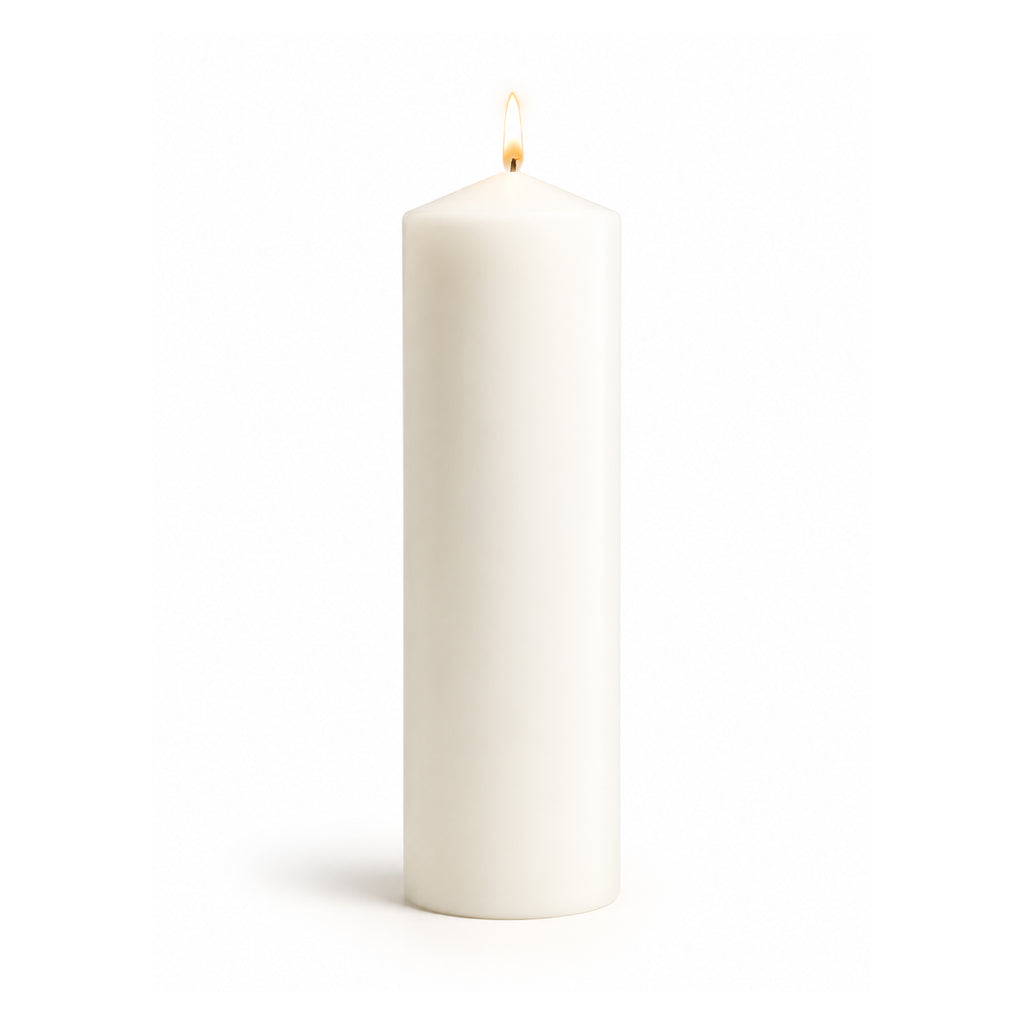 Unscented Church Pillar Candle – 8 × 25 cm | 10 to 150 Hours Burn | Smokeless & Drip-Free