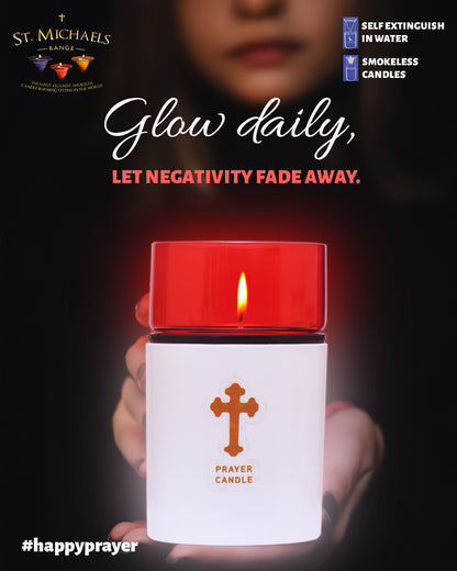 St. Michael’s Smokeless Elegant Prayer Candle System with Wind Protector (10 Candles & 1 Luxurious Holder)